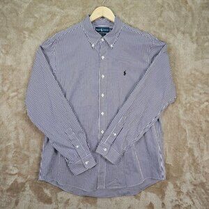 Ralph Lauren Dress Shirt 120s 2-Ply Button-Down Striped Long Sleeve Mens Size XL
